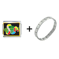 Pugster Gift Center - multicolored snake around fish combination italian charm bracelet Image.