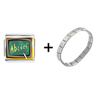 Pugster Gift Center - alphabet chalkboard combination italian charm bracelet Image.