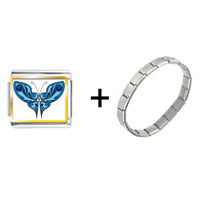 Pugster Gift Center - shades of blue butterfly combination italian charm bracelet Image.