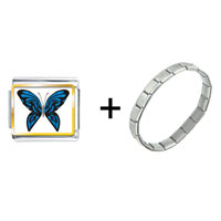 Pugster Gift Center - exotic blue butterfly combination italian charm bracelet Image.