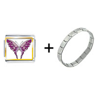 Pugster Gift Center - shades of purple butterfly combination italian charm bracelet Image.