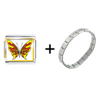 Pugster Gift Center - yellow and red butterfly combination italian charm bracelet Image.