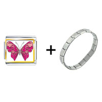 Pugster Gift Center - shades of pink butterfly combination italian charm bracelet Image.