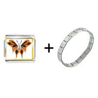 Pugster Gift Center - orange and black butterfly combination italian charm bracelet Image.