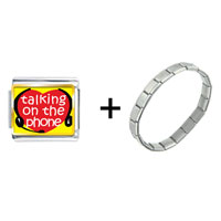 Pugster Gift Center - love talking on phone combination italian charm bracelet Image.