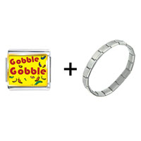Pugster Gift Center - gobble gobble thanksgiving turkey combination italian charm bracelet Image.
