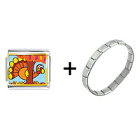 Pugster Gift Center - hiding thanksgiving turkey combination italian charm bracelet Image.