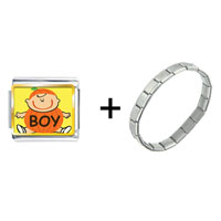 Pugster Gift Center - cute pumpkin boy combination italian charm bracelet Image.