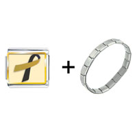 Pugster Gift Center - black and gold combination italian charm bracelet Image.