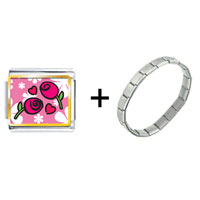Pugster Gift Center - gold plated valentine's day red roses photo italian charms bracelets combination Image.