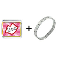 Pugster Gift Center - gold plated valentine's day lip kisses photo italian charms bracelets combination Image.