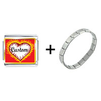 Pugster Gift Center - burning heart combination italian charm bracelet Image.