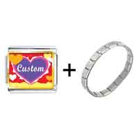 Pugster Gift Center - gold plated valentine's day custom hearts photo italian charms bracelets combination Image.