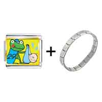 Pugster Gift Center - gold plated leap day frog stork photo italian charms bracelets combination Image.