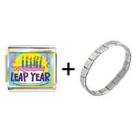 Pugster Gift Center - gold plated leap year birthday cake photo italian charms bracelets combination Image.