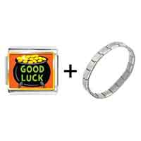 Pugster Gift Center - a pot of gold and good luck combination italian charm bracelet Image.