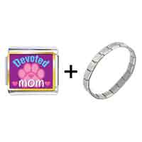Pugster Gift Center - gold plated mother's day theme photo italian charm devoted mom combination bracelet Image.