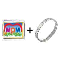 Pugster Gift Center - gold plated mother's day theme photo italian charm combination bracelet Image.
