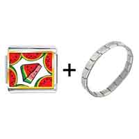 Pugster Gift Center - gold plated food watermelon photo italian charm bracelets combination Image.