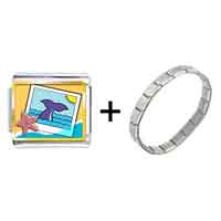 Pugster Gift Center - gold plated travel whale photo italian charm bracelets combination Image.