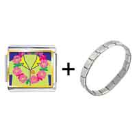 Pugster Gift Center - gold plated travel flower wreath photo italian charm bracelets combination Image.