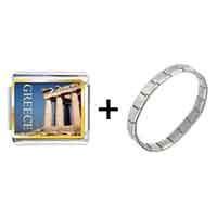 Pugster Gift Center - gold plated landmark greece photo italian charm bracelets combination Image.