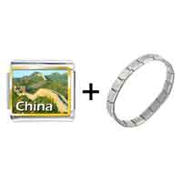 Pugster Gift Center - gold plated travel the great wall photo italian charm bracelets combination Image.
