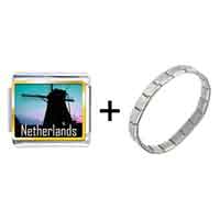 Pugster Gift Center - gold plated travel windmill in netherlands photo italian charm bracelets combination Image.