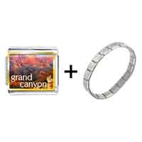 Pugster Gift Center - gold plated travel grand canyon photo italian charm bracelets combination Image.