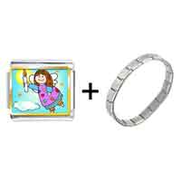 Pugster Gift Center - gold plated religion angel &amp;amp; candle italian charm bracelets combination Image.