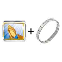 Pugster Gift Center - gold plated religion praying hands photo italian charm bracelets combination Image.