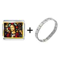Pugster Gift Center - gold plated religion jesus photo italian charm bracelets combination Image.
