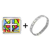 Pugster Gift Center - gold plated religion stained glass photo italian charm bracelets combination Image.