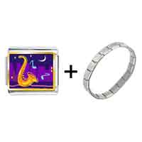 Pugster Gift Center - gold plated music saxophone photo italian charm bracelets combination Image.
