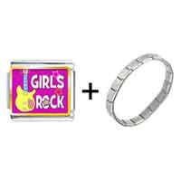 Pugster Gift Center - gold plated music theme girls rock photo italian charm bracelets combination Image.