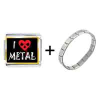 Pugster Gift Center - gold plated music theme i love metal photo italian charm bracelets combination Image.
