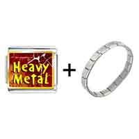 Pugster Gift Center - gold plated music theme heavy metal photo italian charm bracelets combination Image.