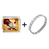 Pugster Gift Center - gold plated music theme cowboy photo italian charm bracelets combination Image.