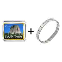 Pugster Gift Center - gold plated landmark devils tower photo italian charm bracelets combination Image.