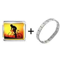 Pugster Gift Center - gold plated sports cyclocross photo italian charm bracelets combination Image.