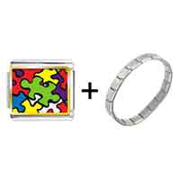 Pugster Gift Center - gold plated word autism photo italian charm bracelets combination Image.