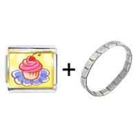 Pugster Gift Center - gold plated food cupcake photo italian charm bracelets combination Image.