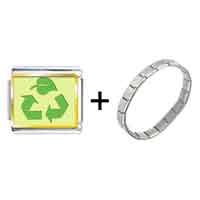 Pugster Gift Center - gold plated sign recycle photo italian charm bracelets combination Image.