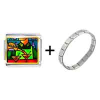 Pugster Gift Center - pouring wine photo italian charm combination bracelet Image.