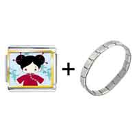 Pugster Gift Center - girl in costume photo italian charm combination bracelet Image.