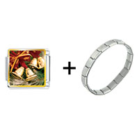 Pugster Gift Center - christmas golden bells combination italian charm bracelet Image.