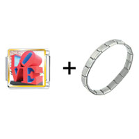 Pugster Gift Center - love sculpture combination italian charm bracelet Image.