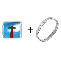 Pugster Gift Center - wooden cross combination italian charm bracelet Image.