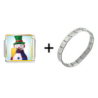 Pugster Gift Center - plastic snowman combination italian charm bracelet Image.