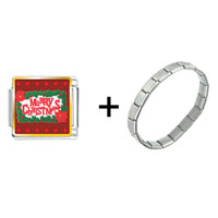 Pugster Gift Center - merry christmas and holly combination italian charm bracelet Image.